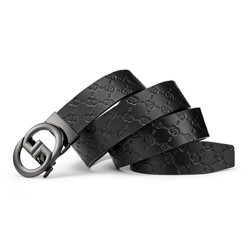 JAGUAR Top Grain Cow Leather Belts Men's Black 3.55cm-6