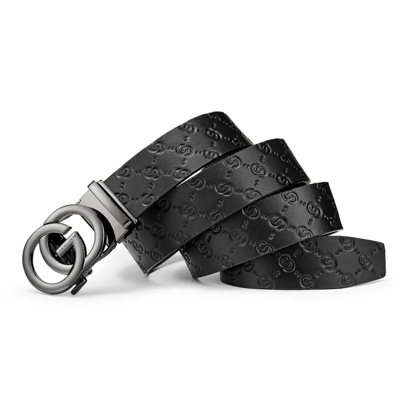 JAGUAR Top Grain Cow Leather Belts Men's Black 3.55cm-6