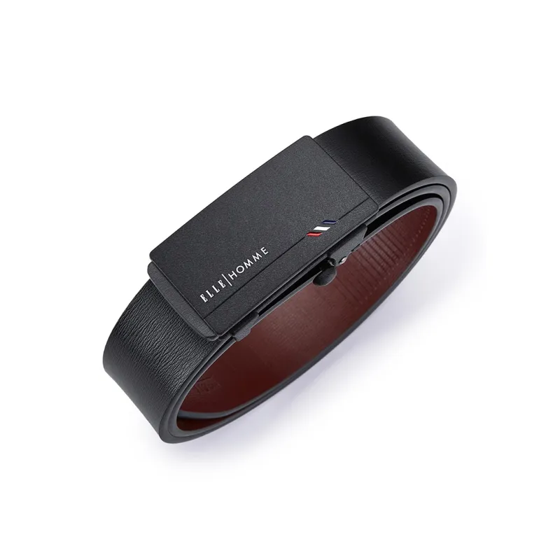 ELLE HOMME Split Cow Leather, Leather Belts Men's Black Width 3.3cm-0