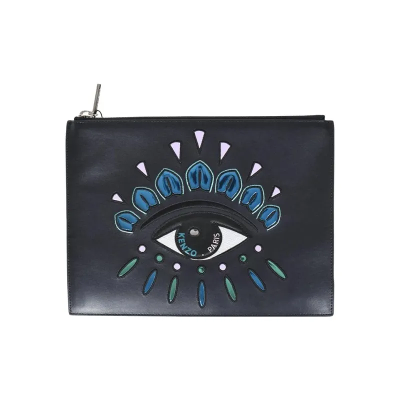 KENZO Calfskin Clutch Women's Black-2