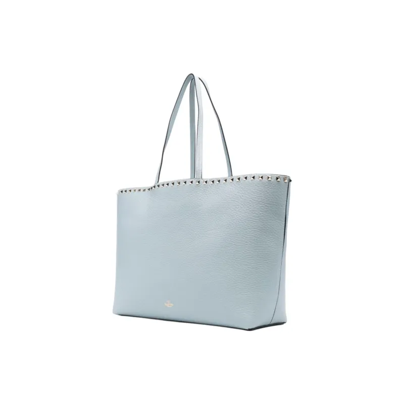 Valentino Rockstud Grain Calfskin Tote Bag, Shopping Bag, Shoulder Bag Women's Light Blue-1