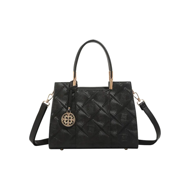 H YXIANG Microfiber Synthetic Leather Handbag Women's Black-0