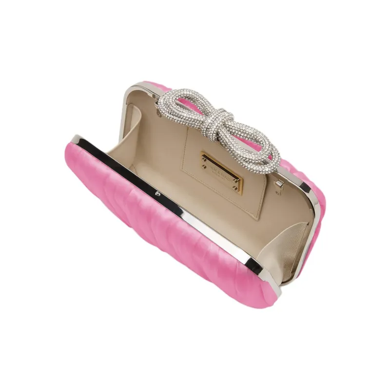 MACH & MACH Satin One Shoulder Clutch Women's Pink-4