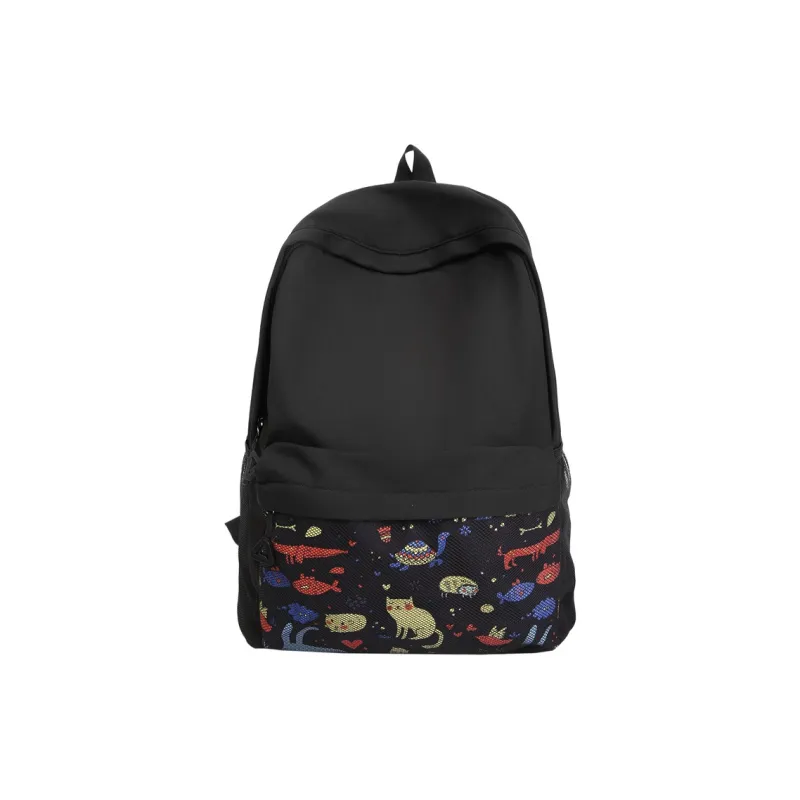 AIBAG Nylon Backpack Unisex Black/White/Gray-7