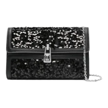 COCCINELLE Magie Sequins, Cow Leather Shoulder Bag Women's Black