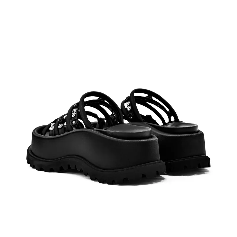 KMD Rubber Foam Outsole Quiet Slide Slippers Women's Black-2
