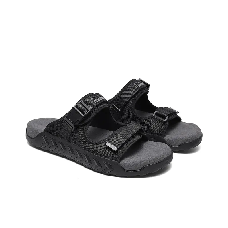 TEMPUR Rubber Sole Abrasion Resistant Slide Slippers Men's Black-1