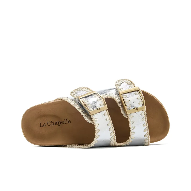 La Chapelle Abrasion Resistant Slide Slippers Women's Silver-3