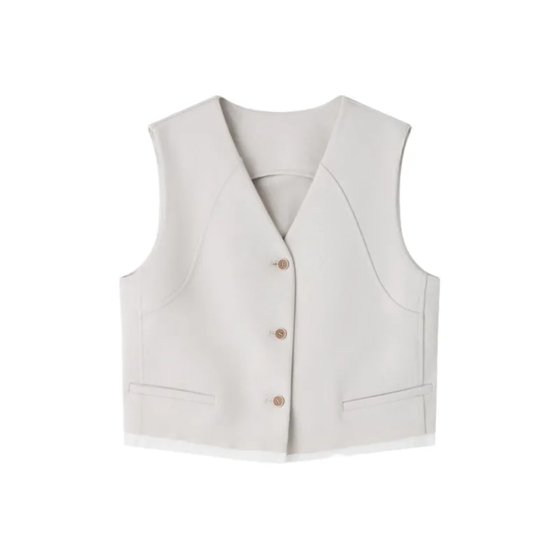 SHUXI Vests Women's White-0