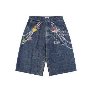 YINLEI Denim Shorts Unisex Blue