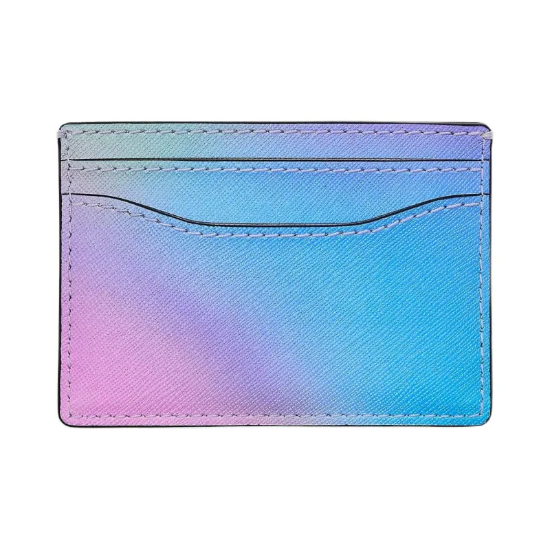 MARC JACOBS Saffiano Leather Card Holder Women's Pink & Blue-1