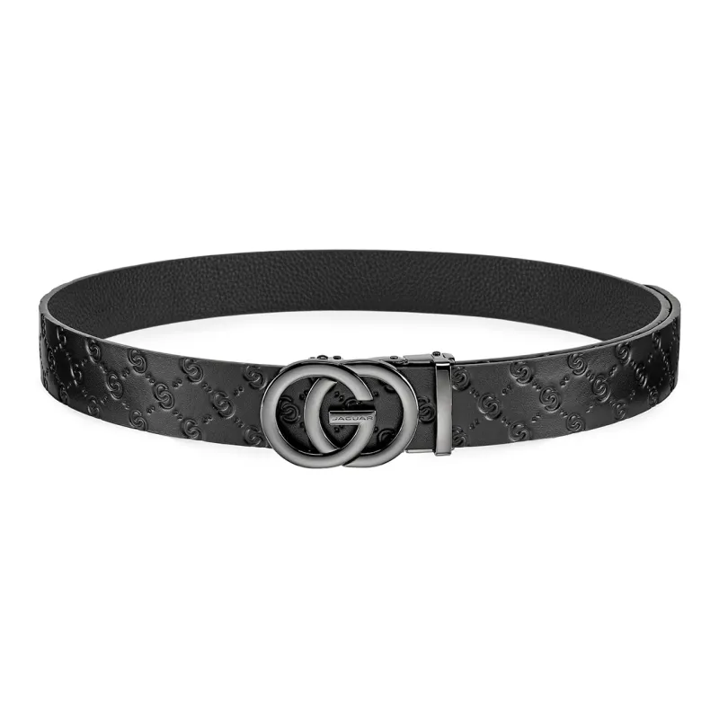 JAGUAR Top Grain Cow Leather Belts Men's Black 3.55cm-5