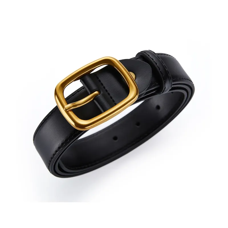Jeccieziio Cow Split Leather Belts Women's Width 2.8CM-0