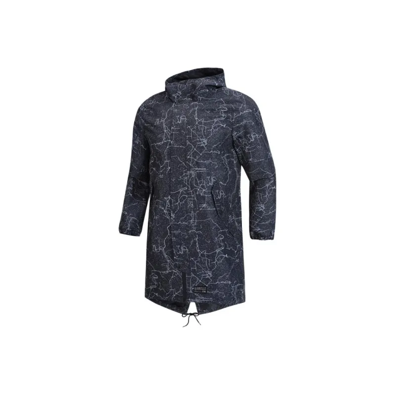 LiNing Sports Fashion Collection Trench Coat Men's Standard Black Gray Print-0