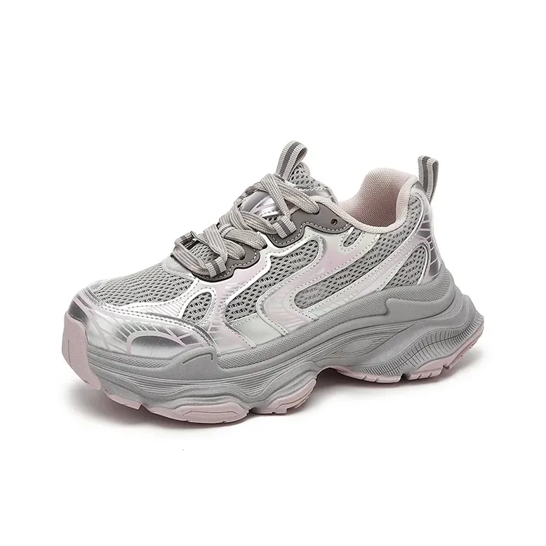 UNIITY Chunky Sneakers Women's Low Top /White/Pink/-7