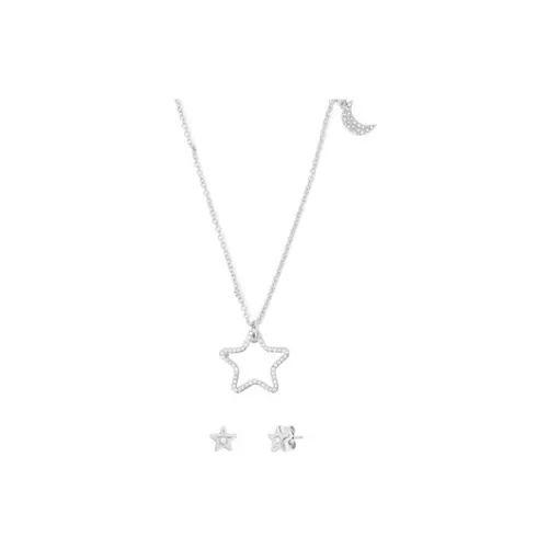 COACH Brass, Glass, Titanium, Zircon Necklaces Women's Silver