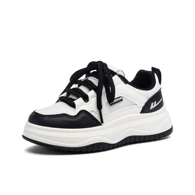 Warrior Anti Slip Wear Resistant Low Top Skateboard Shoes Women's Beige Black-1