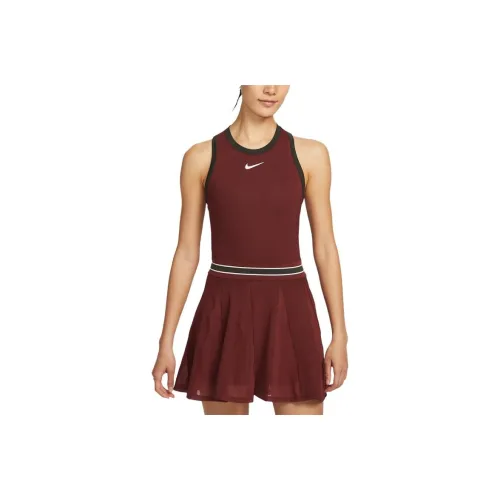 Nike Court SlamDri Fit SS25 Sleeveless Dress Women's Dark Team Red/Redwood Green/Dark Team Red/White Color