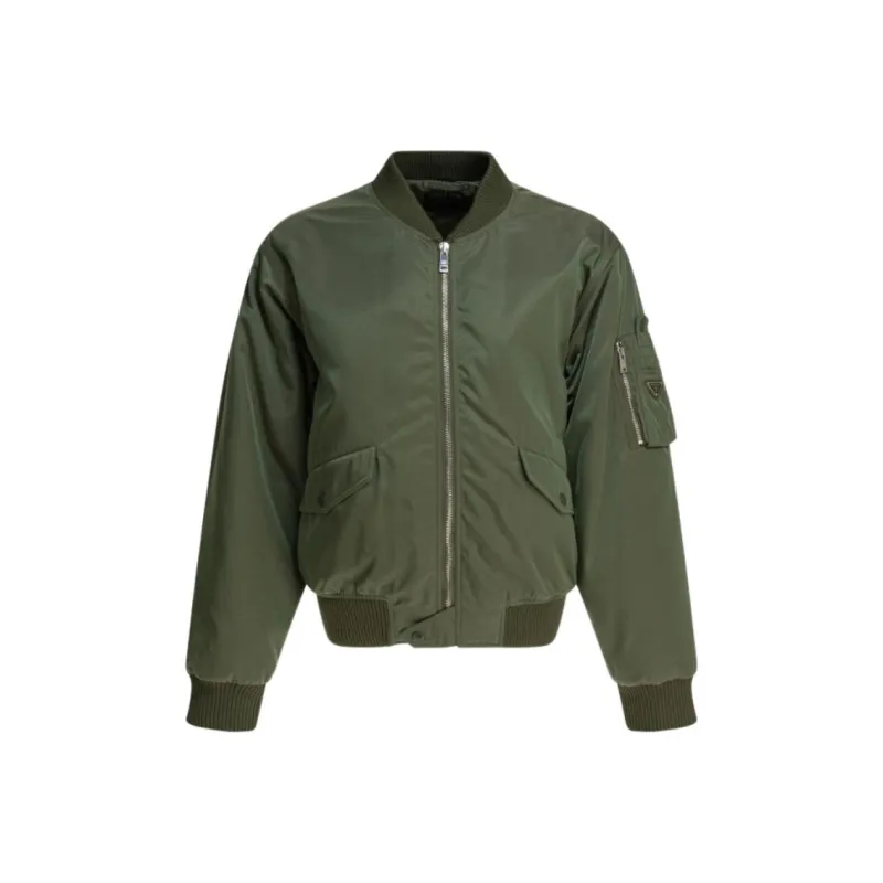 PRADA Triangle Logo Zipped Bomber Jacket-0