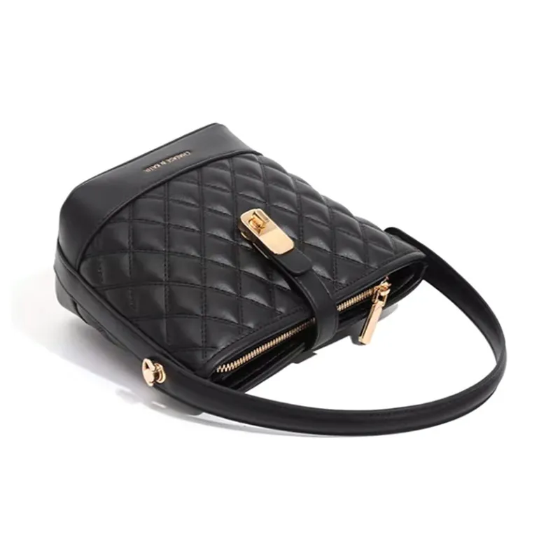 CLEVER& KETCH PU One Shoulder Bucket Handbag Women's Black/White-4