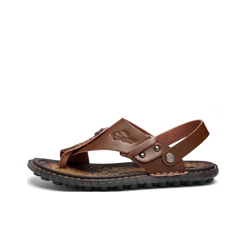 LEXON Beach Sandals Men Brown-10