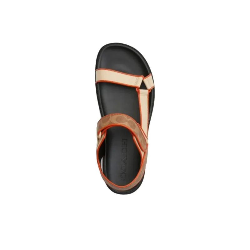 COACH One Strap Sandals Women's Brown-3