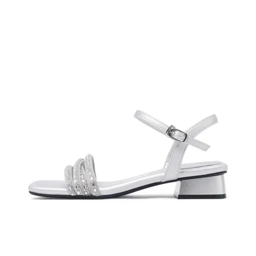CAMEIDO One Strap Sandals Women's Silver