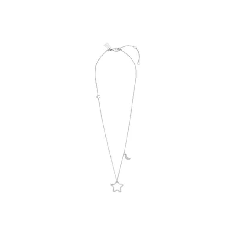 COACH Brass, Glass, Titanium, Zircon Necklaces Women's Silver-1