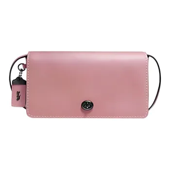 COACH Dinky Chrome Tanned Leather Smooth Finish Leather Shoulder Bag Crossbody Bag Women's Peach Pink