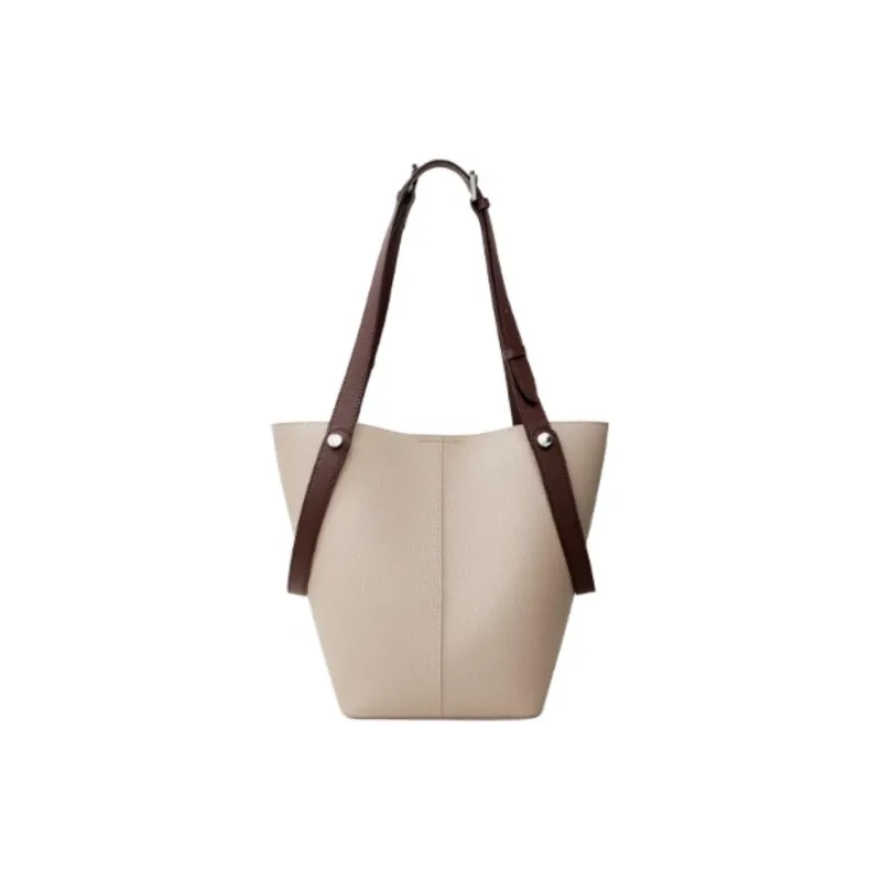 Teenmix Cow Leather Bucket Bag, One Shoulder Handbag Tubas Women's Elephant Gray/Black-0