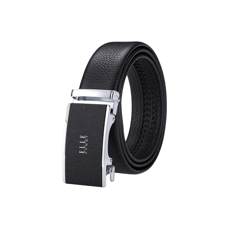 ELLE HOMME Top Grain Cow Leather Belts Men's Gunmetal, Gold, Silver Width 3.5cm-12