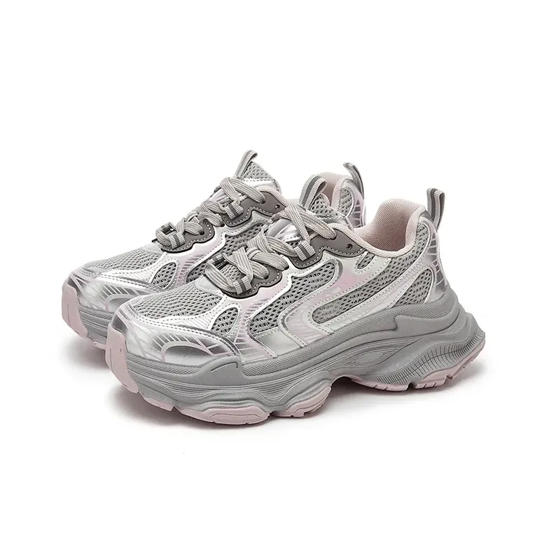 UNIITY Chunky Sneakers Women's Low Top /White/Pink/-8