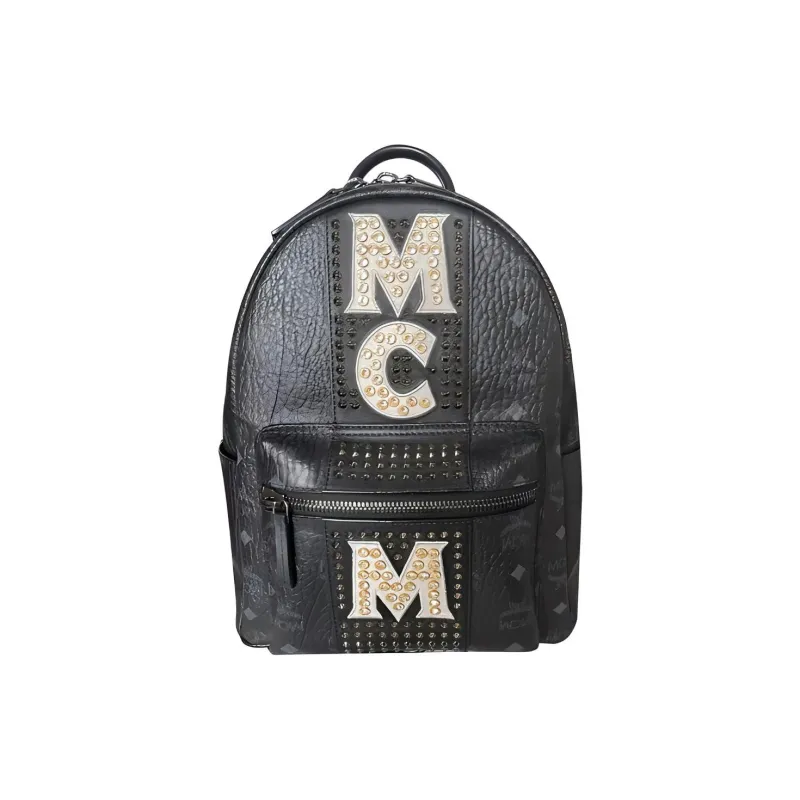 MCM Artificial Leather Backpack Small Size Unisex Black-0
