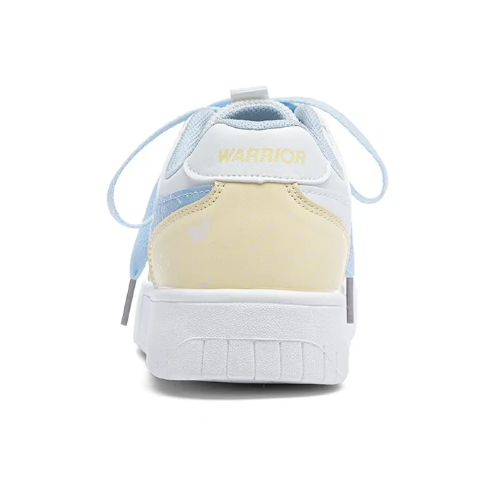 Warrior Anti Slip Wear Resistant Low Top Skateboard Shoes Women's White Yellow Blue-4