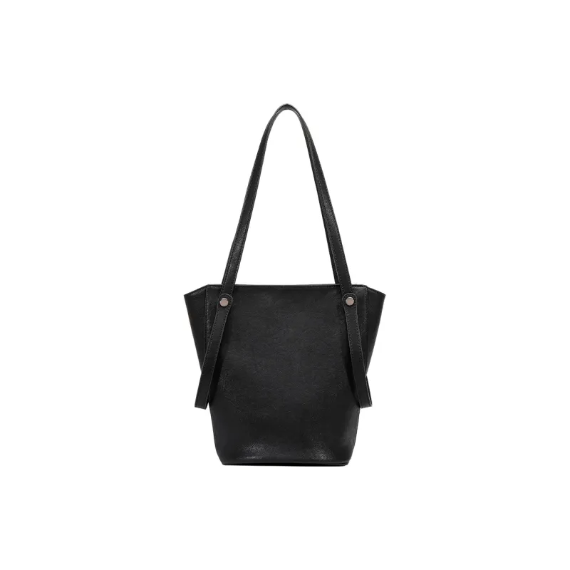 H YXIANG Microfiber Synthetic Leather Bucket Bag Handbag Women's Black-0