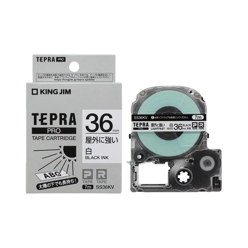 KING JIM Tepra PRO Tape Cartridge Packing Design, Outdoor Power Label 36mm Length 7m SS36KV Stationery Tape-0