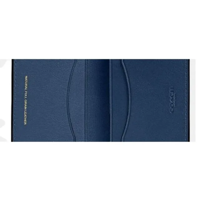 COACH Bifold Leather Card Holder Mini Men's Dark Blue-3