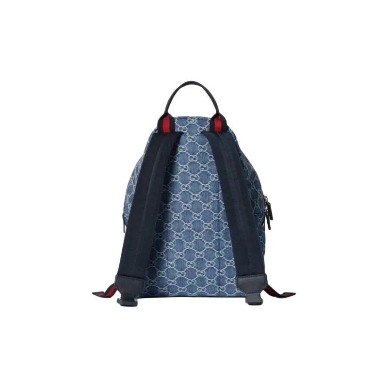 GUCCI Leather Binding Backpack Kids' Blue-4