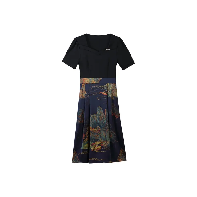 Flowers In Water Short Sleeved Dress Women's-2