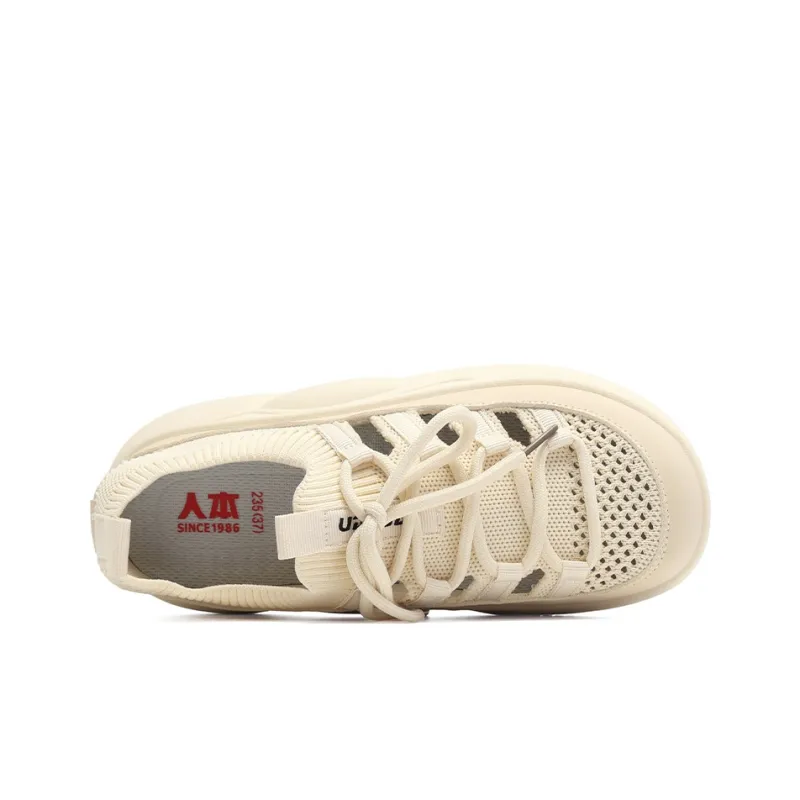 RENBEN Anti Slip Wear Resistant Low Top Casual Shoes Women's Beige-3