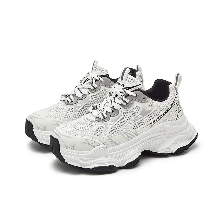 UNIITY Chunky Sneakers Women's Low Top /White/Pink/-3