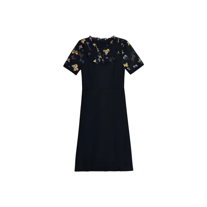 Flowers In Water Short Sleeved Dress Women's-2