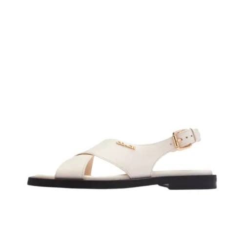 COACH Link One Strap Sandals Women's White