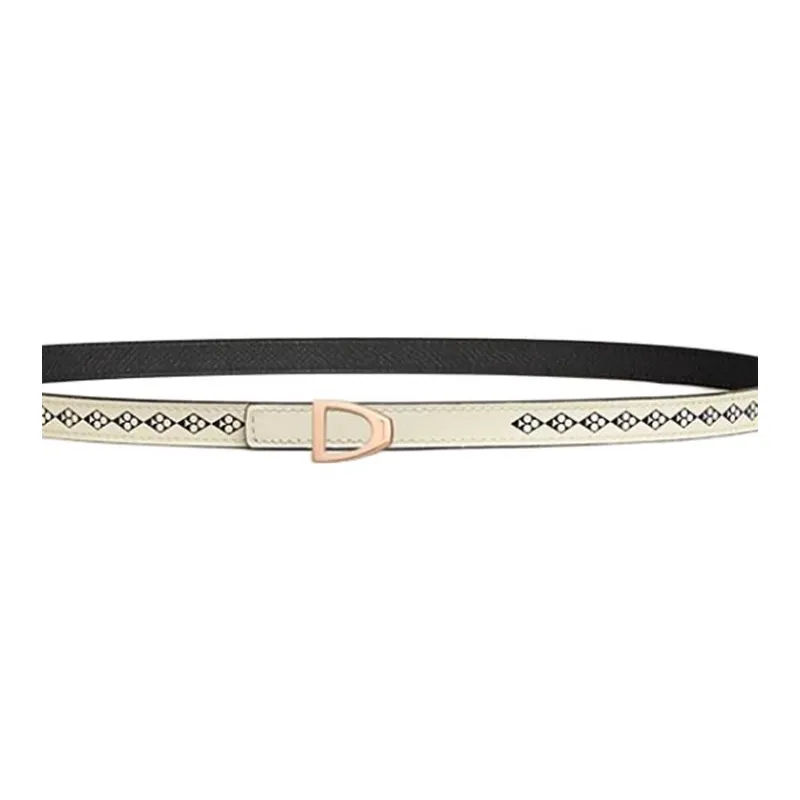 HERMES Metal Leather Belts Women's Yellow Width 1.3CM-2