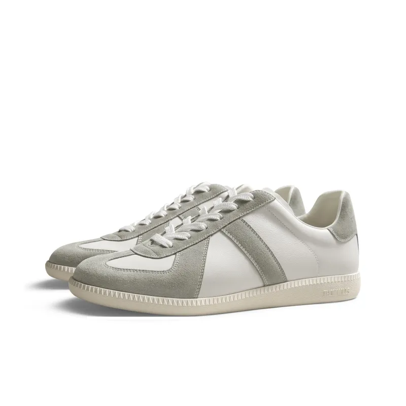 THOM WILLS Vintage Trendy German Army Trainers Low Top Skateboard Shoes Men's Light Gray White-1