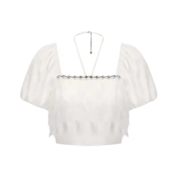 GIMING Crop Tops Women's White