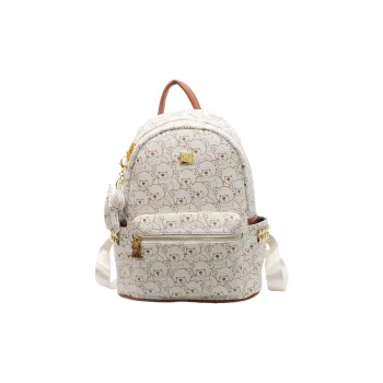 AIBAG PU Backpack Women's Ecru/Pink/Brown