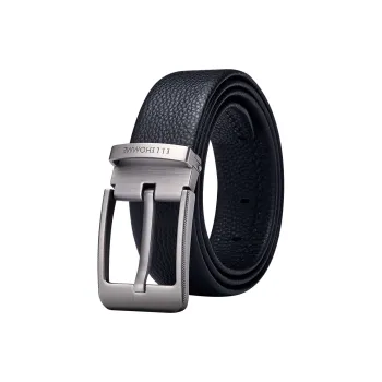 ELLE HOMME Top Grain Cow Leather Premium Comfortable Belt, Premium Gift Box Set Men's Gunmetal Width 3.8cm