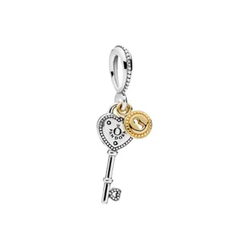 Pandora 925 Sterling Silver With 14K Gold Keychains Unisex Silver