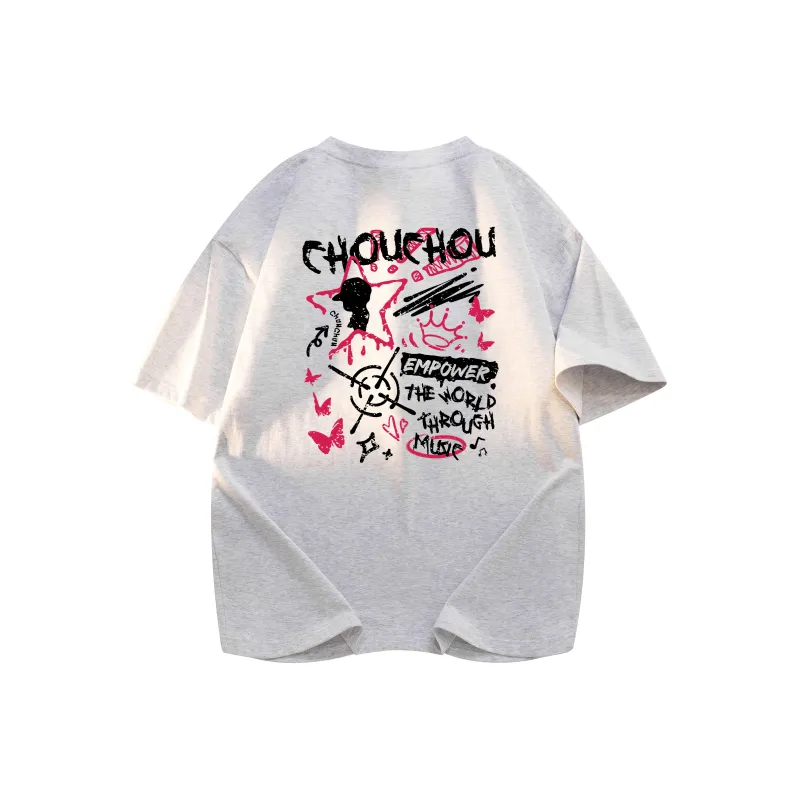 CHOUCHOUS Drop Shoulder Sleeve T Shirt Women's-12